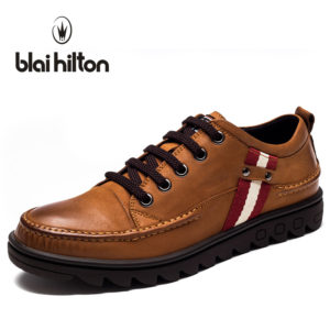 Blaibilton Vintage Classic 100% Genuine Leather Luxury Oxfords Men Shoes Fashion Stripe Mens Shoes Casual Designer Brown 4177