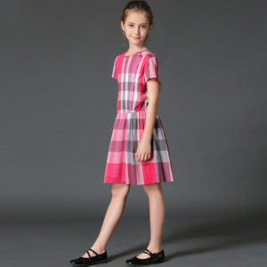 New Limited High-end Girls Dress for 5-14 Years Kids Plaid Cotton Dress Girls Rose Red Princess Costume Baby Girls Clothing 20V7